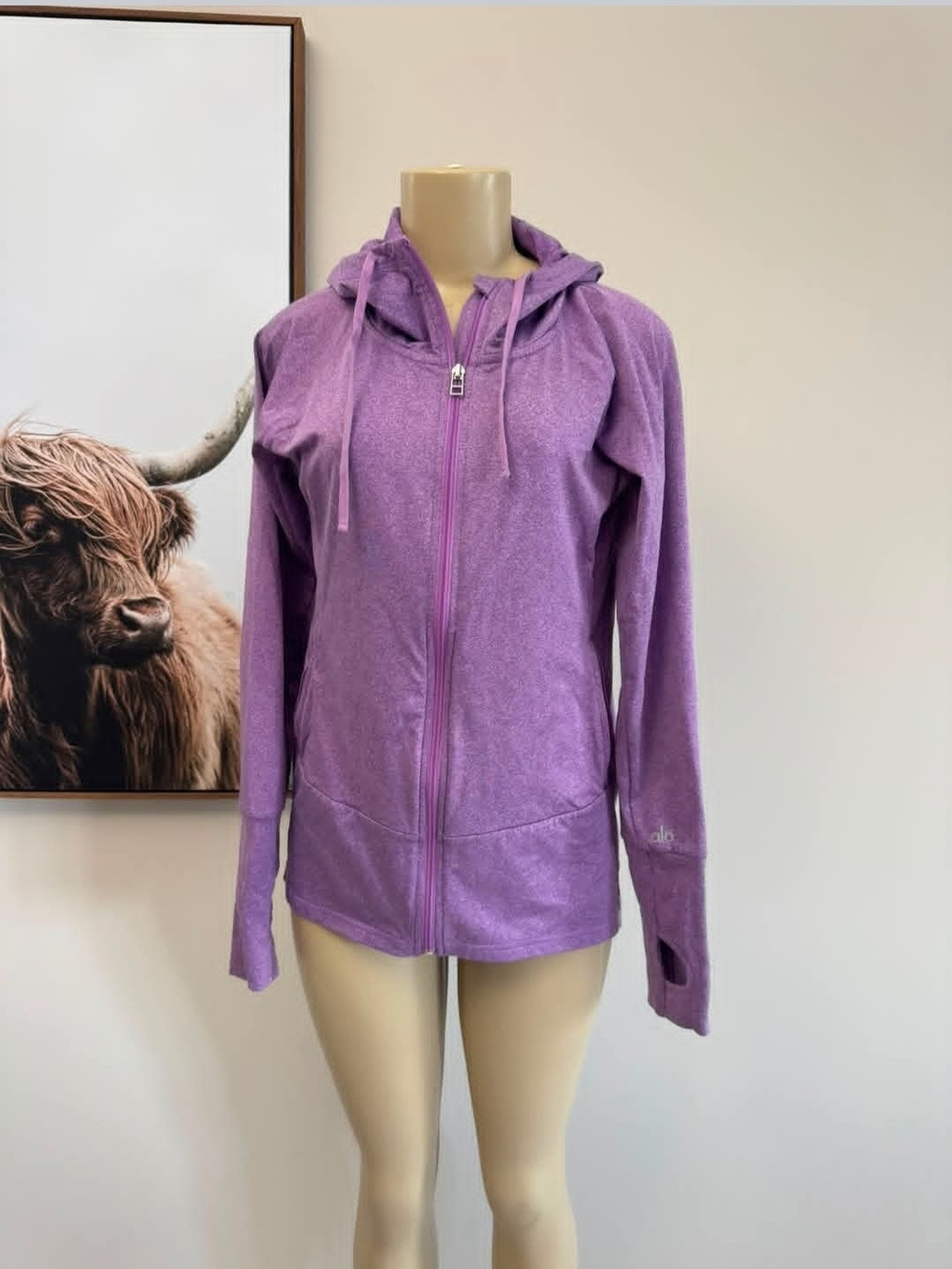 ALO Yoga Lavender Full-Zip Hooded Sweatshirt